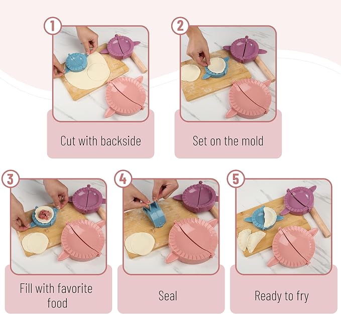 BTaT- Dough Press Set, 3 Pack, Pastry and Turnover Press, Hand Pie Maker - Image 4