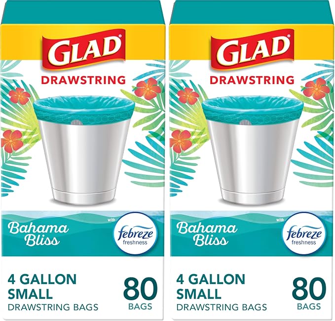 Glad Small Trash Bags 4 Gallon, Febreze Bahama Bliss Garbage Bags, Odor by GladTrashFoodStorage