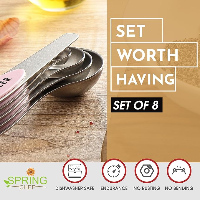 Spring Chef Stainless Steel Magnetic Measuring Spoons Set of 8 - Image 4
