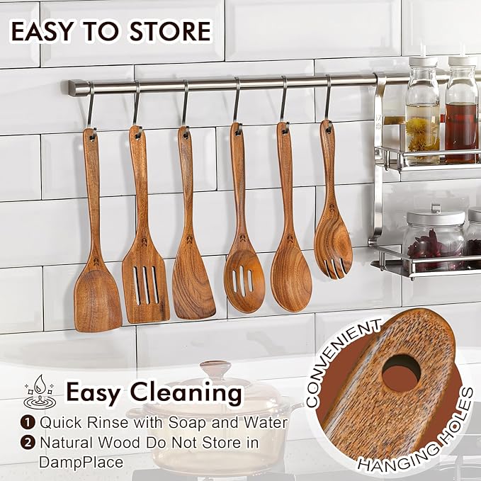 Wooden Spoons for Cooking, Cooking Utensils Set - Image 6