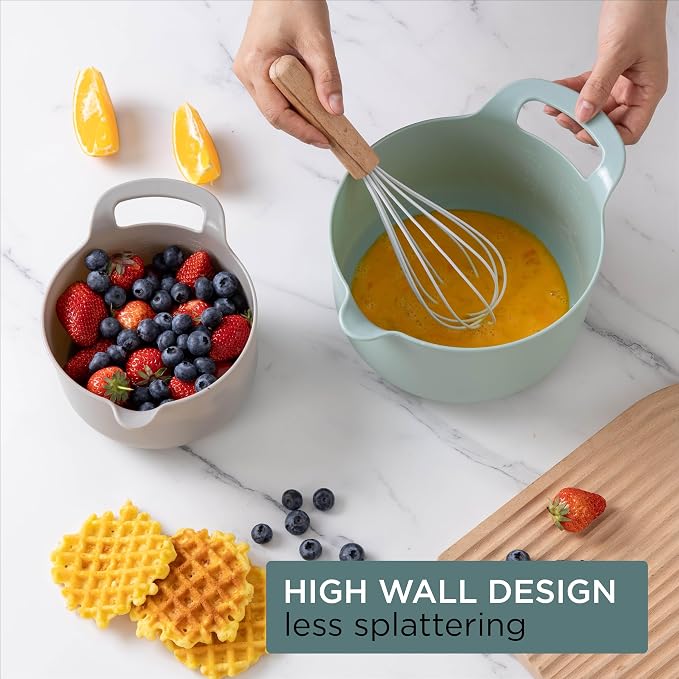 COOK WITH COLOR Nesting Plastic Mixing Bowl Set with Pour Spouts and Handles - Image 5