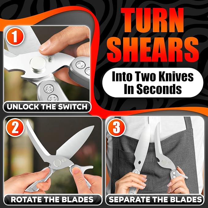 Heavy Duty Poultry Shears – Kitchen Shears Dishwasher Safe, Spring-Loaded - Image 6