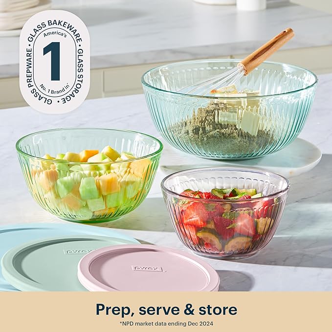 Pyrex Colors Sculpted Tinted Glass Mixing Bowls - Image 3