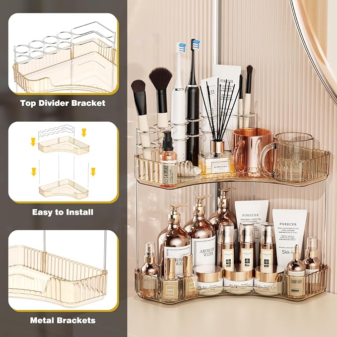 Asayuee 2-Tier Corner Bathroom Counter Organizer - Image 6
