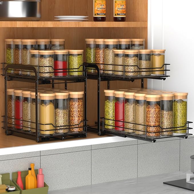 BOIVSHI 2-Tier Spice Rack, Pull Out Spice Racks Organizer - Image 6