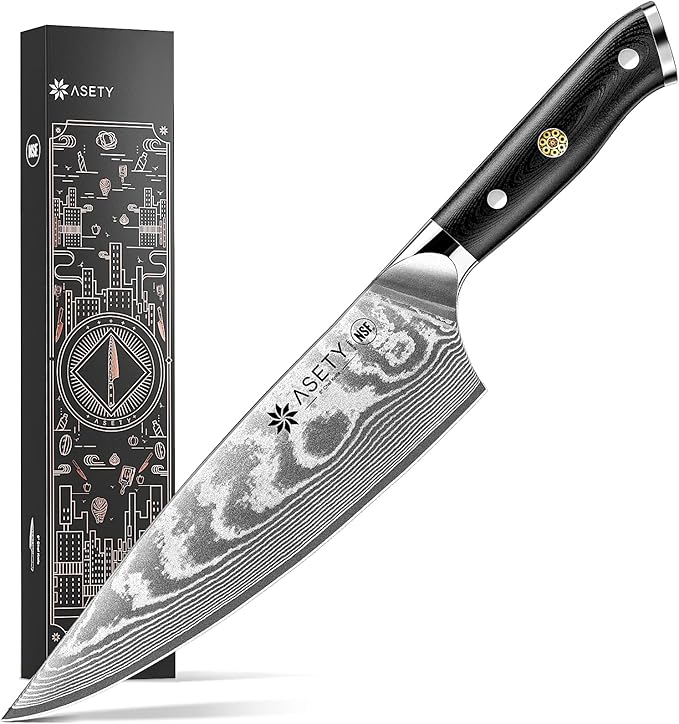 Damascus Chef Knife: 8-inch Razor-Sharp Japanese Chef Knife by ASETY
