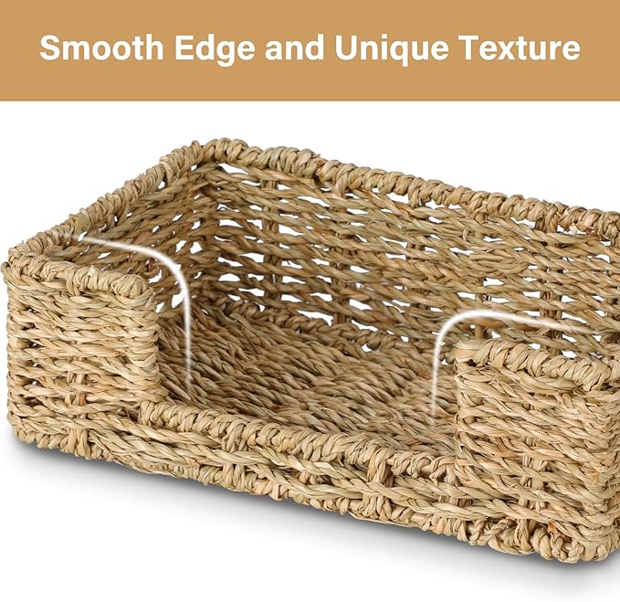 Graciadeco Bathroom Disposable Guest Towel Napkin Holder Long Seagrass Woven - Image 3