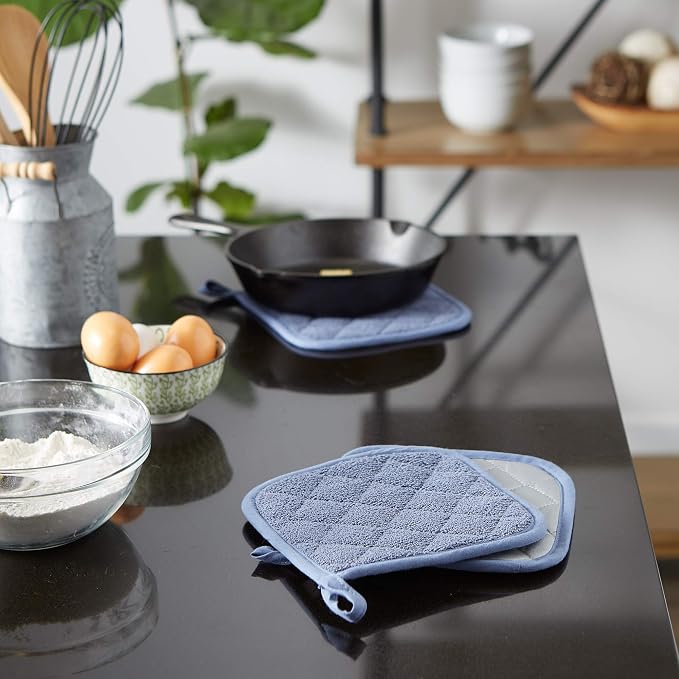 DII Basic Terry Collection Quilted 100% Cotton, Stonewash Blue, 3 Piece - Image 5