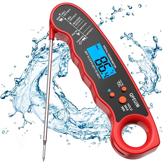 QPEUIM Meat Thermometer Digital Instant Read Thermometer Waterproof Food by QPEUIM