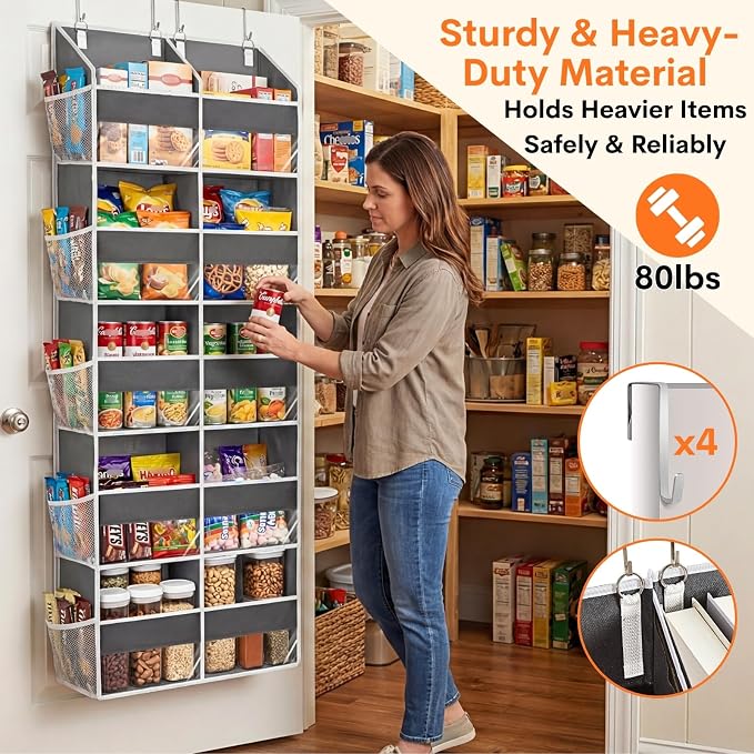 Over the Door Organizer 5 Tiers, Extra Large Behind Door Storage of 10 - Image 3