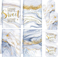 Leinuosen 8 Pcs White Marble Kitchen Decor Dish Towels and Oven Mitts Sets Pot by Leinuosen