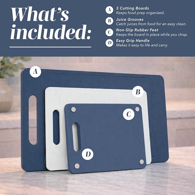 COOK WITH COLOR Non-Slip Cutting Board Set – Kitchen Essentials with Easy Grip - Image 2