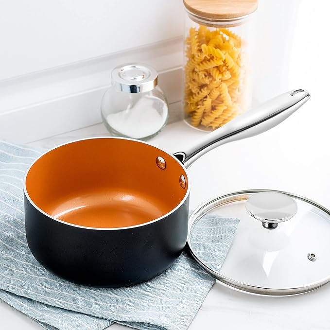 MICHELANGELO Sauce Pan Set, Ultra Nonstick Saucepan Set of 3, Ceramic Saucepans - Image 5