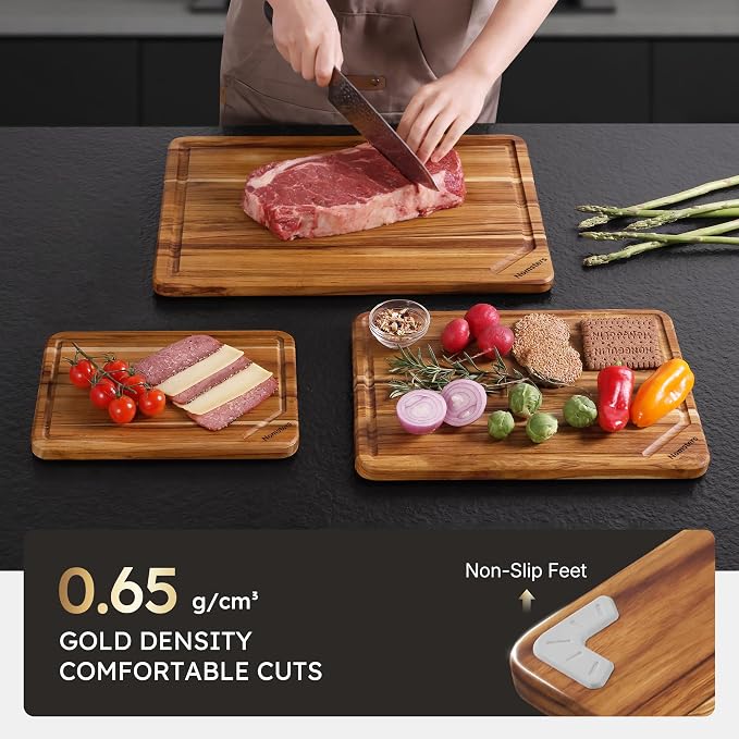 3 Pack Teak Wood Cutting Board Set - Image 5
