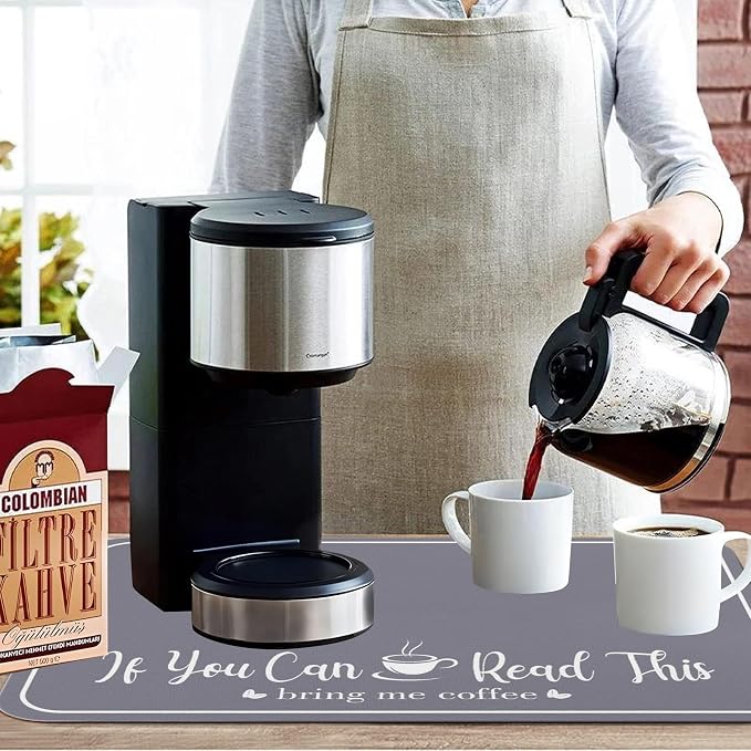 Coffee Bar Mat for Countertops 19inx12in, Absorbent Hide Stain Anti-Slip Cafe - Image 3