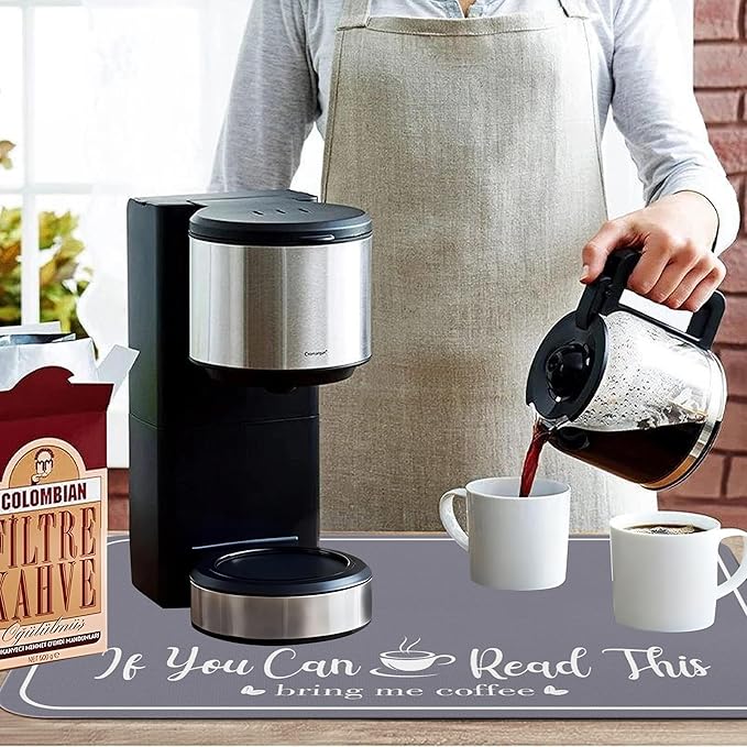 Coffee Bar Mat for Countertops 31.5inx17in, Absorbent Hide Stain Anti-Slip Cafe - Image 3