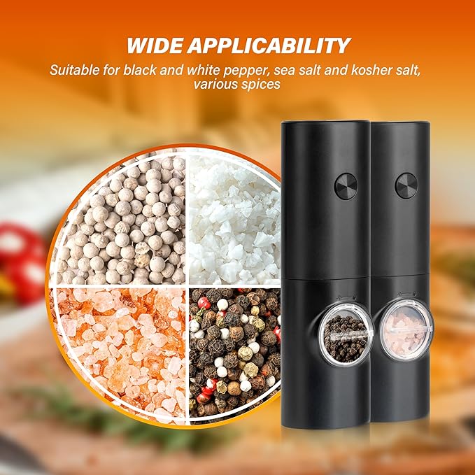 Simple Deluxe Electric Salt and Pepper Grinder Set, One Hand Adjustable - Image 7