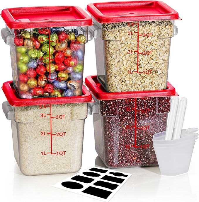 4QT NSF Food Storage Containers: 8 PCS Commercial Clear Food Storage Containers by SVKLHY