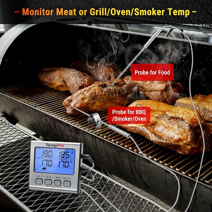 TempPro TP17 Dual Probe Digital Cooking Meat Thermometer Large LCD Backlight - Image 3