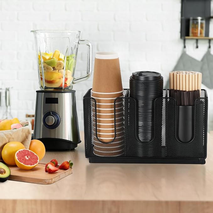 Paper Cup and Lid Holder with Straw Organizer - Image 7