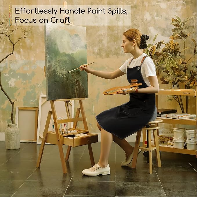 MEEDEN Painting Apron for Men Women: Adjustable Cross Back Waterproof Polyester - Image 6