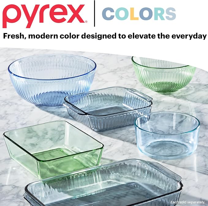 Pyrex Colors Sculpted Tinted Small/Medium Glass Mixing Bowls - Image 5