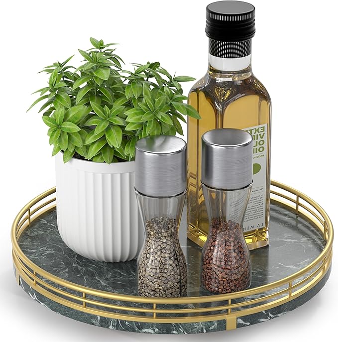 Green Marble Lazy Susan Turntable by AMH