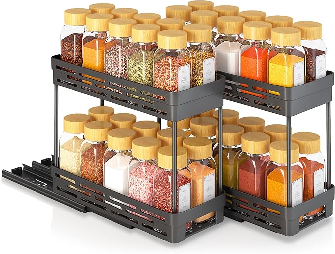 Pull Out Spice Rack Organizer for Cabinet, 3 Packs Slide Out Spice Racks - Image 9