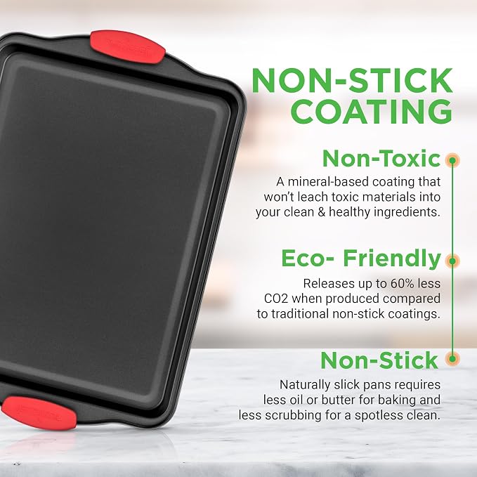 NutriChef 3-Piece Nonstick Kitchen Oven Baking Pans - Image 4