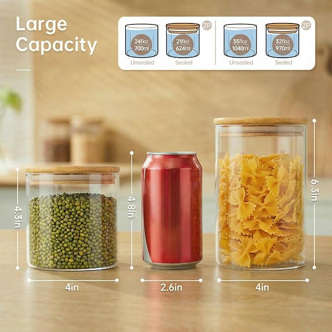 32oz & 21oz - 4 Pack Glass Jars - Image 3