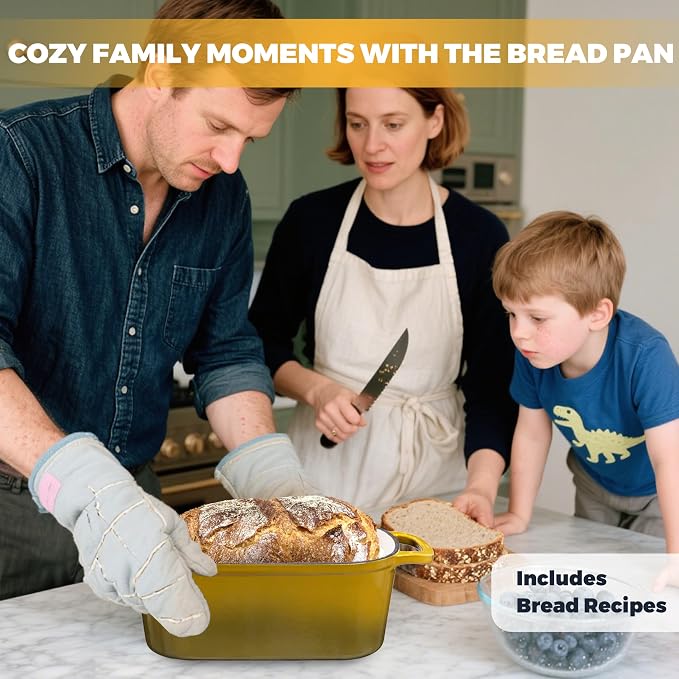 4.6 Quart Dutch Oven for Bread Baking, Combo Oval Enameled Cast Iron Bread Pan - Image 9