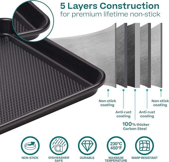 Baker's Secret Baking Sheet Pan Set, 3x Cookie Sheets - Image 3