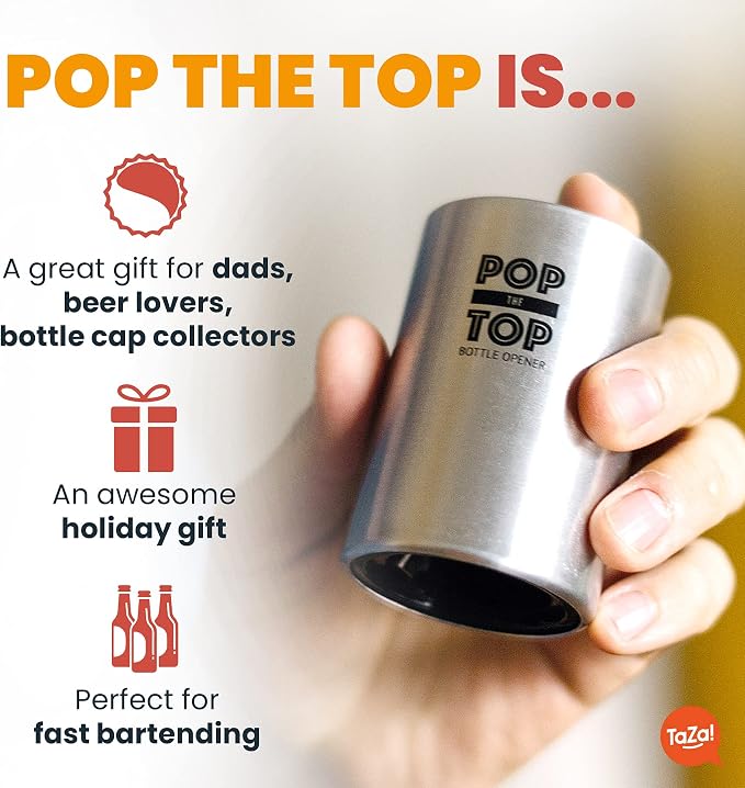 Pop-the-Top Beer Bottle Opener: Automatic Bottle Cap Opener, Push Down Pop Off - Image 4