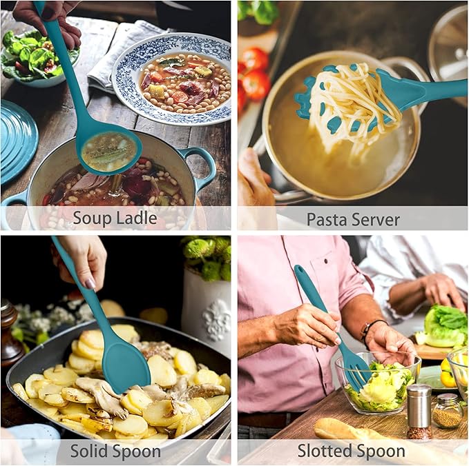 P&P CHEF Silicone Cooking Utensils Set of 7, Heat-proof Kitchen Utensils Set - Image 4