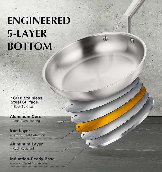 KOCH SYSTEME CS Stainless Steel Cookware Set 17 Piece, Professional 18/10 - Image 3