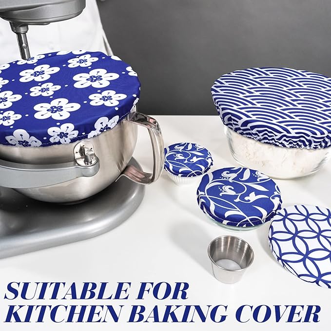 Patelai 10 Pcs Bowl Covers Reusable in 5 Size Stretch Cloth Fabric Elastic Food - Image 2