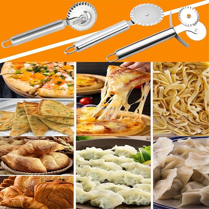 3 PCS Stainless Steel Pastry Wheel Cutter, Ravioli Cutter, Pizza Cutter Wheel - Image 4