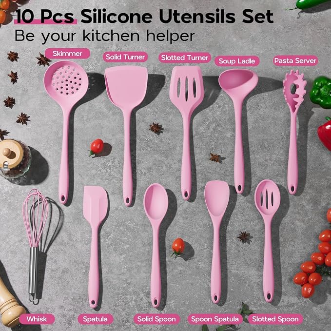 Onader Silicone Cooking Utensils Set, 10 Pieces Kitchen Utensils Set - Image 2