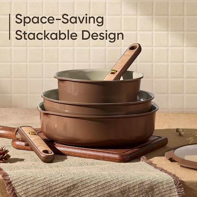 CAROTE Ceramic Cookware Set, Pots and Pans Set Non Stick - Image 4