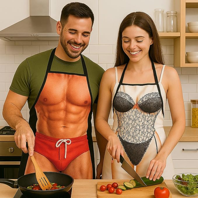 HAKSEN Funny Aprons for Men, Gag Grilling Apron for Men Women Kitchen Cooking - Image 5