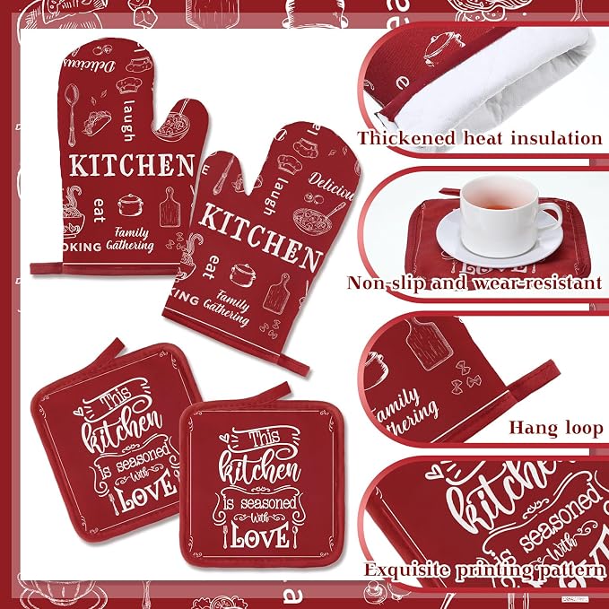 Bencailor 12 Pcs Farmhouse Kitchen Decor and Accessories Sets 4 Red Kitchen - Image 5