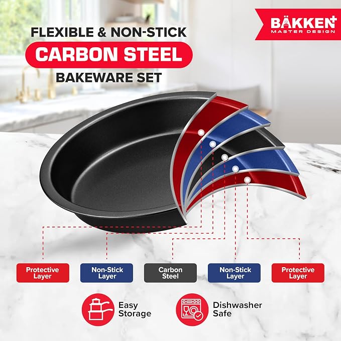 Baking Set – 10 Piece – Deluxe Non Stick Black Coating Inside and Outside – - Image 3