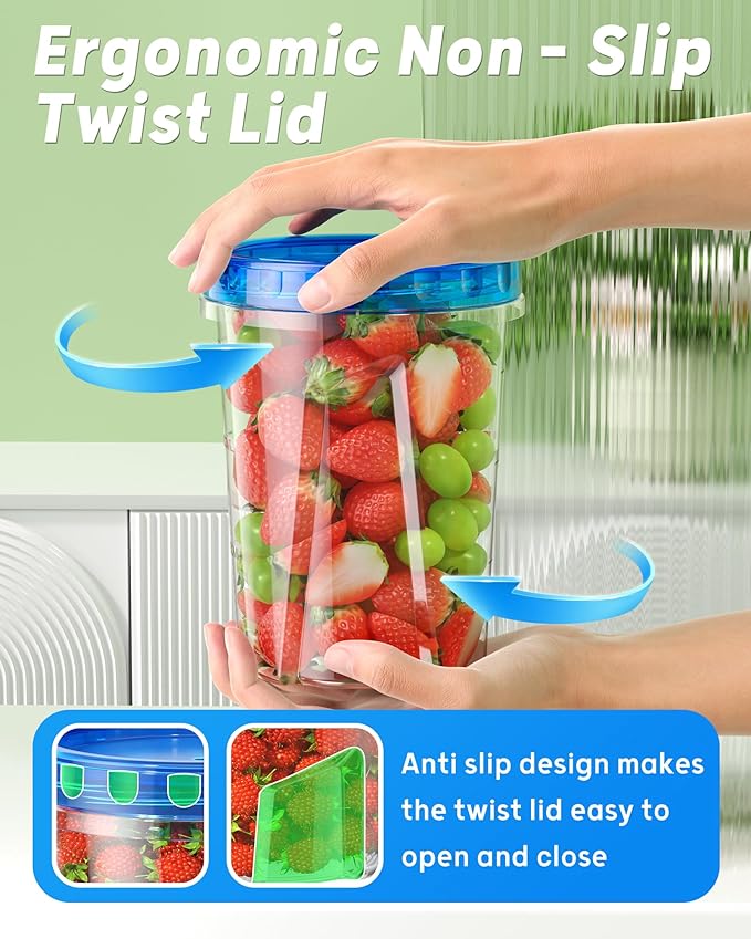 BiuLeon 12 Pack-34oz Freezer Storage Containers, Plastic Food Storage Containers - Image 3