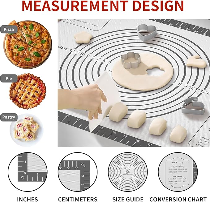Non Stick Silicone Pastry Mat for Dough Rolling, Silicone Mat for Baking Pizza - Image 4