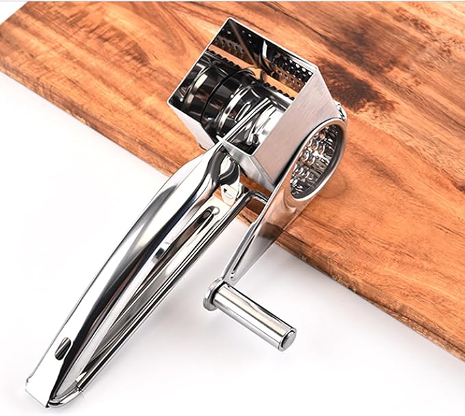Handheld Cheese Grater Shredder, Stainless Steel | Effortless Hand Crank Rotary - Image 4