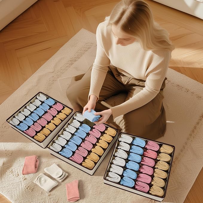 Joyoldelf Sock Drawer Organizer Divider Underwear Organizer 24-cell Fabric - Image 2