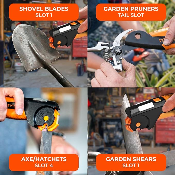 Orange Ninja 7-in-1 Garden Tool & Knife Sharpener – Sharpens Axe, Pruner & - Image 5
