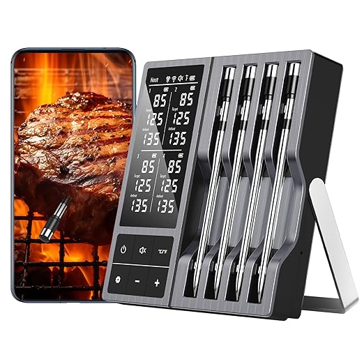 Wireless Meat Thermometer with Smart Timer & APP Alerts, 800ft Bluetooth Grill by TEMMIO
