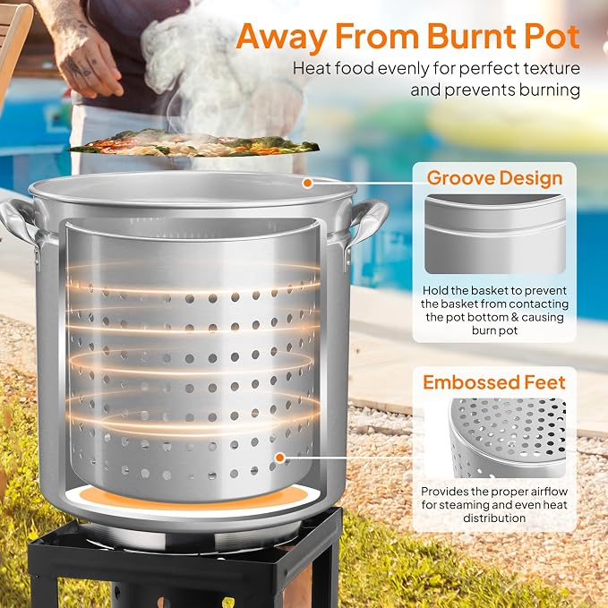 ROVSUN 50-Quart Stainless Steel Turkey Fryer & Seafood Boil Pot - Image 4