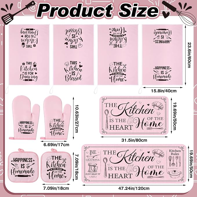 Fourluoo 10 Pcs Farmhouse Kitchen Decor and Accessories Set 4 Kitchen Towels 2 - Image 3